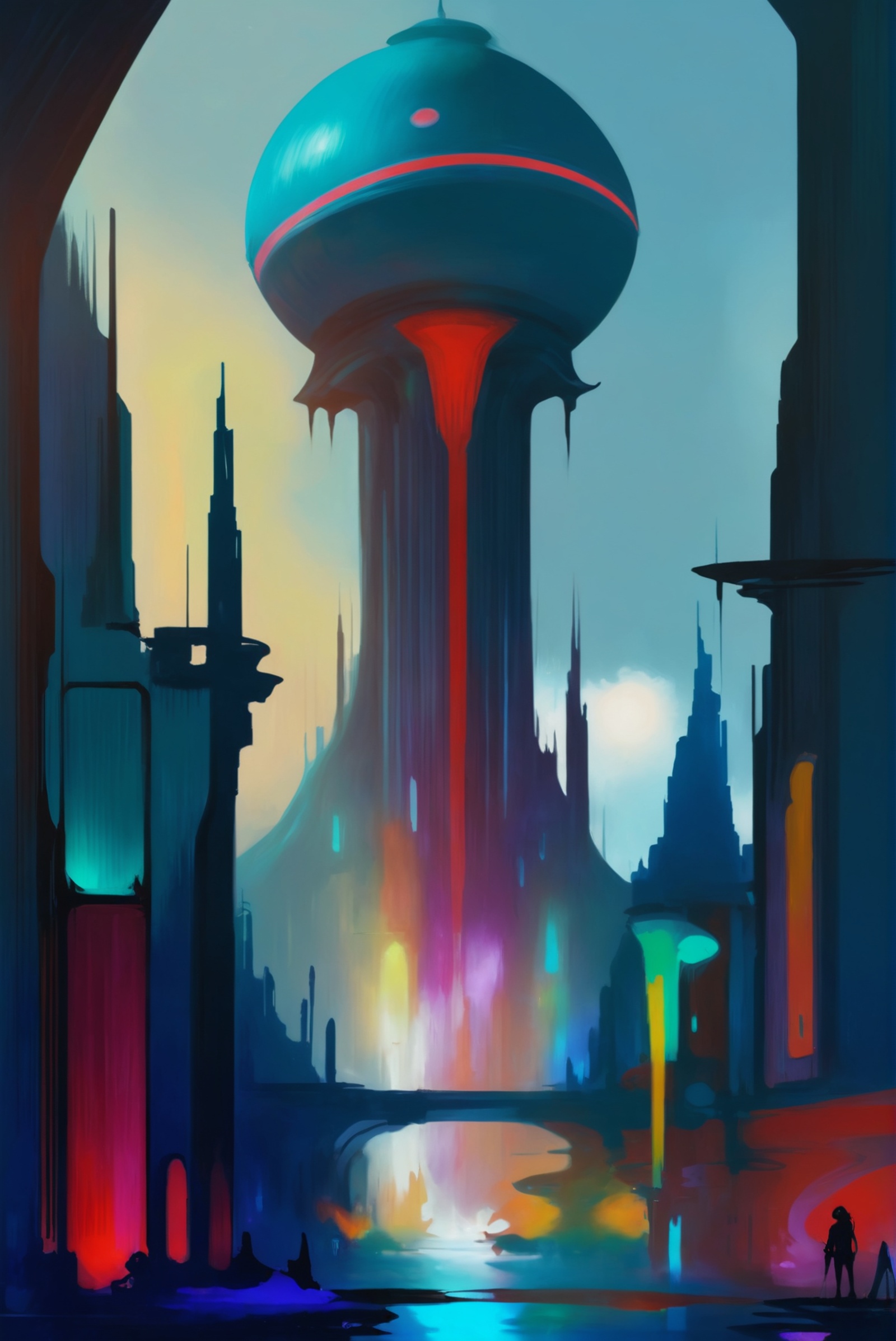 digital painting,  epic fantasy,  scifi city on Tensor.Art