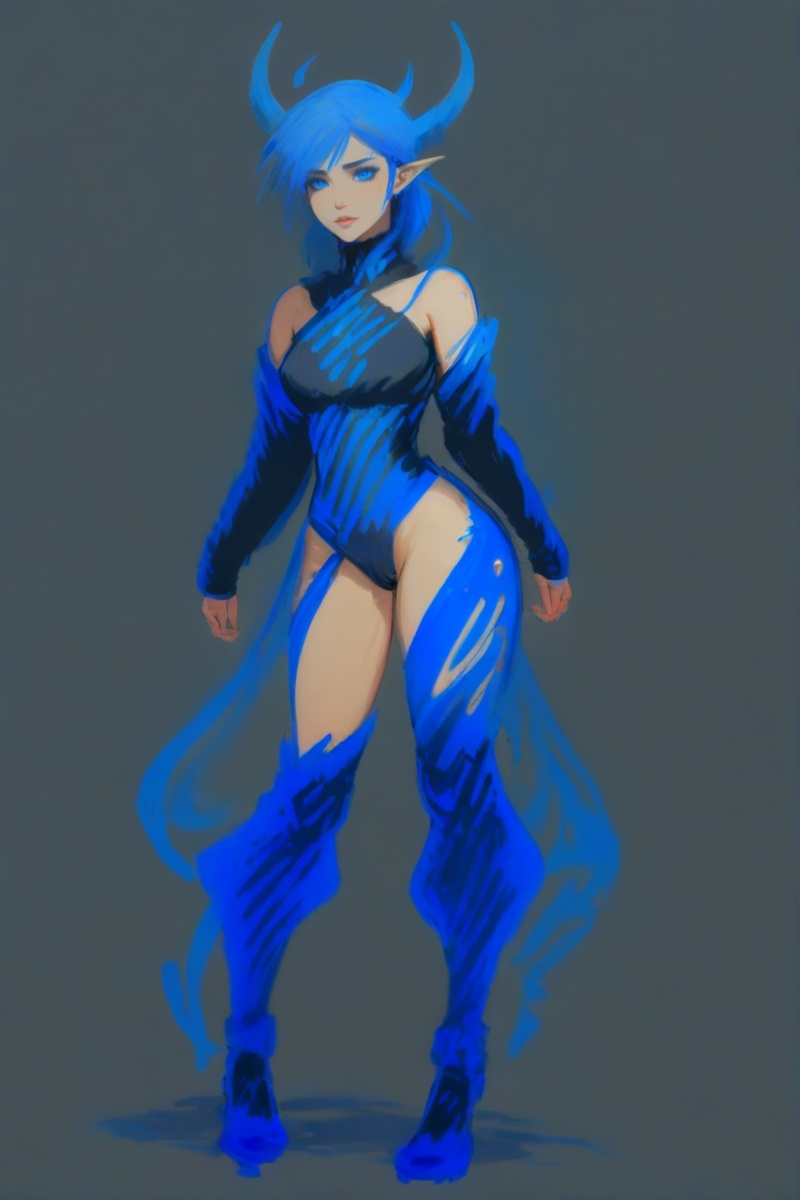 lineart,  blue oil pastel sketch on simple background,  anime style on Tensor.Art