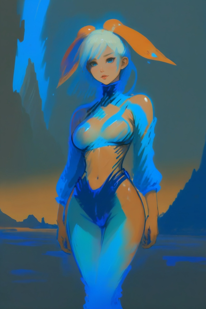 lineart,  blue oil pastel sketch on simple background,  anime style on Tensor.Art