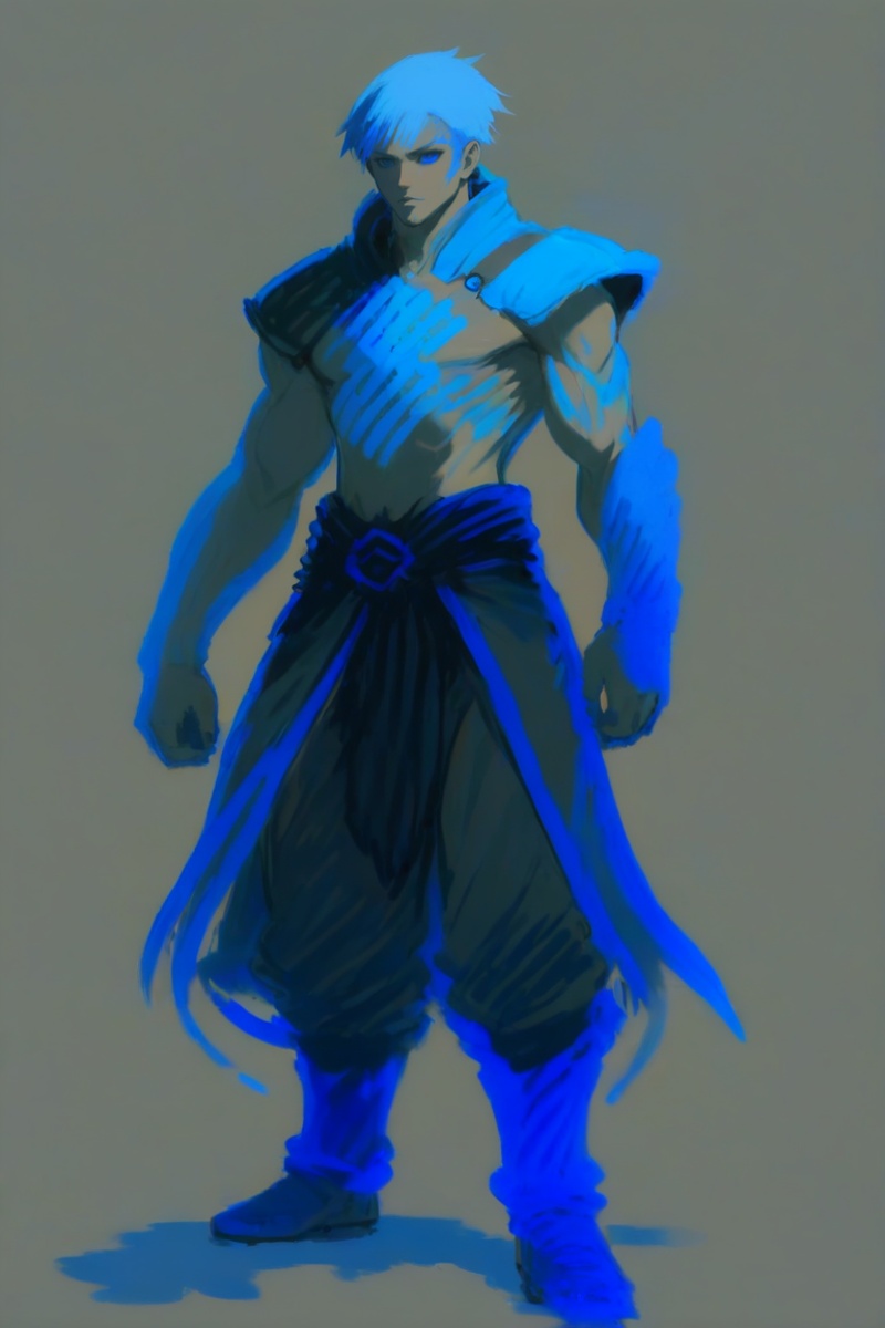 lineart,  blue oil pastel sketch on simple background,  anime style on Tensor.Art