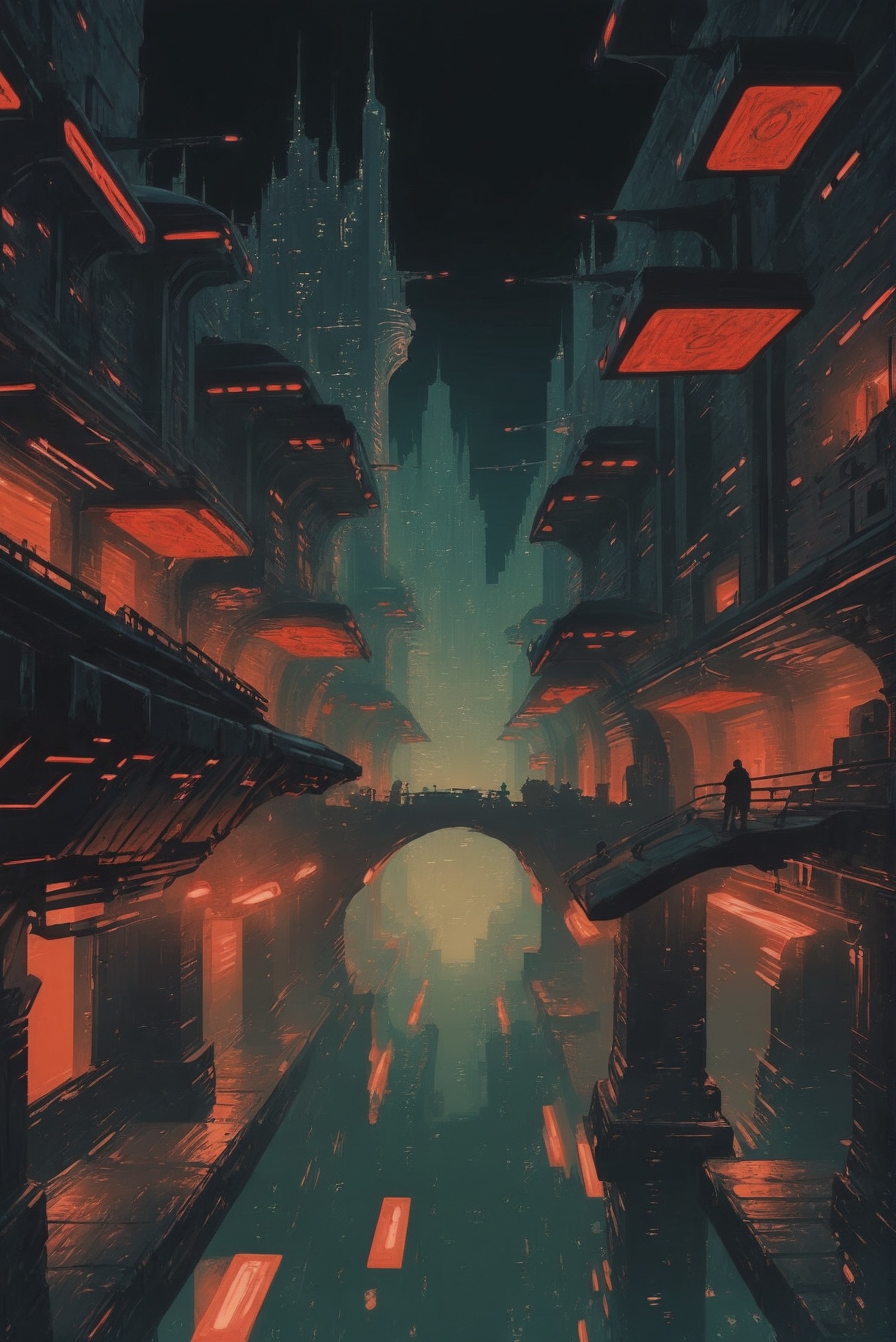 dynstopian cyberpunk,  subterranean,  quaint fantasy town at the beginning of the multiverse on Tensor.Art