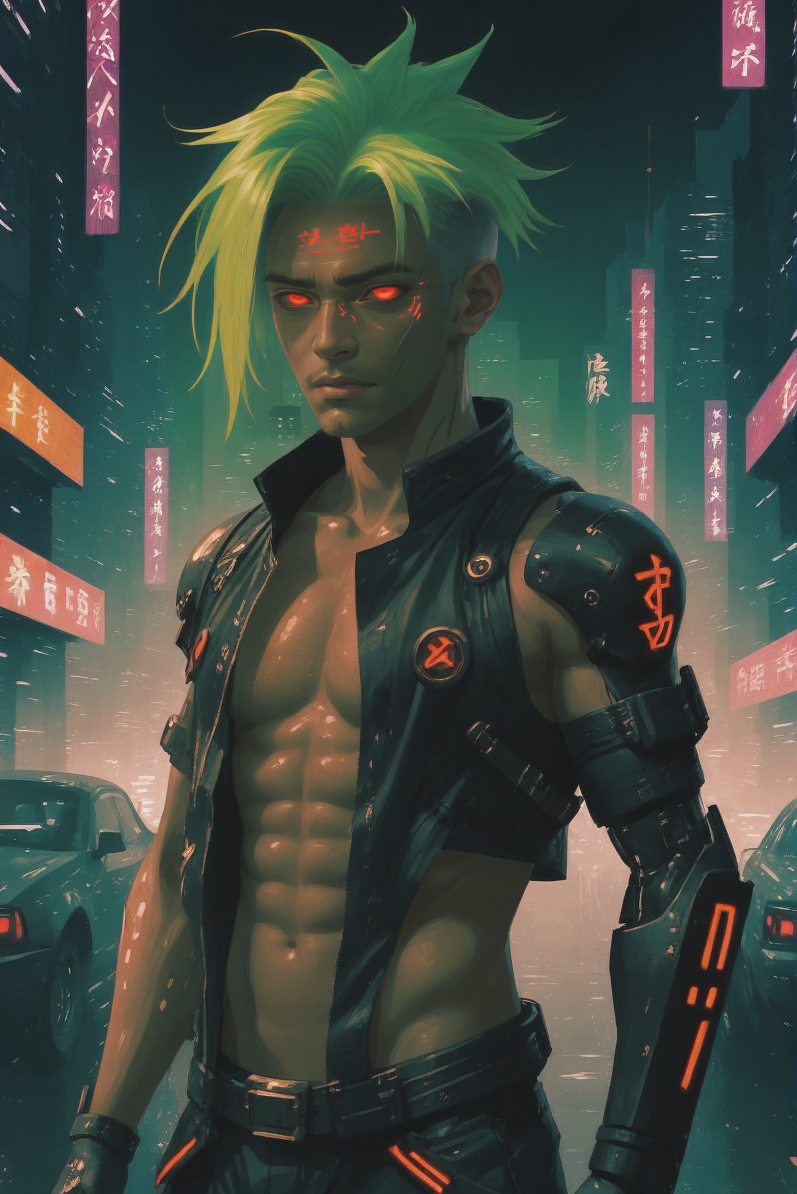 dynstopian cyberpunk,  ,  1boy on Tensor.Art