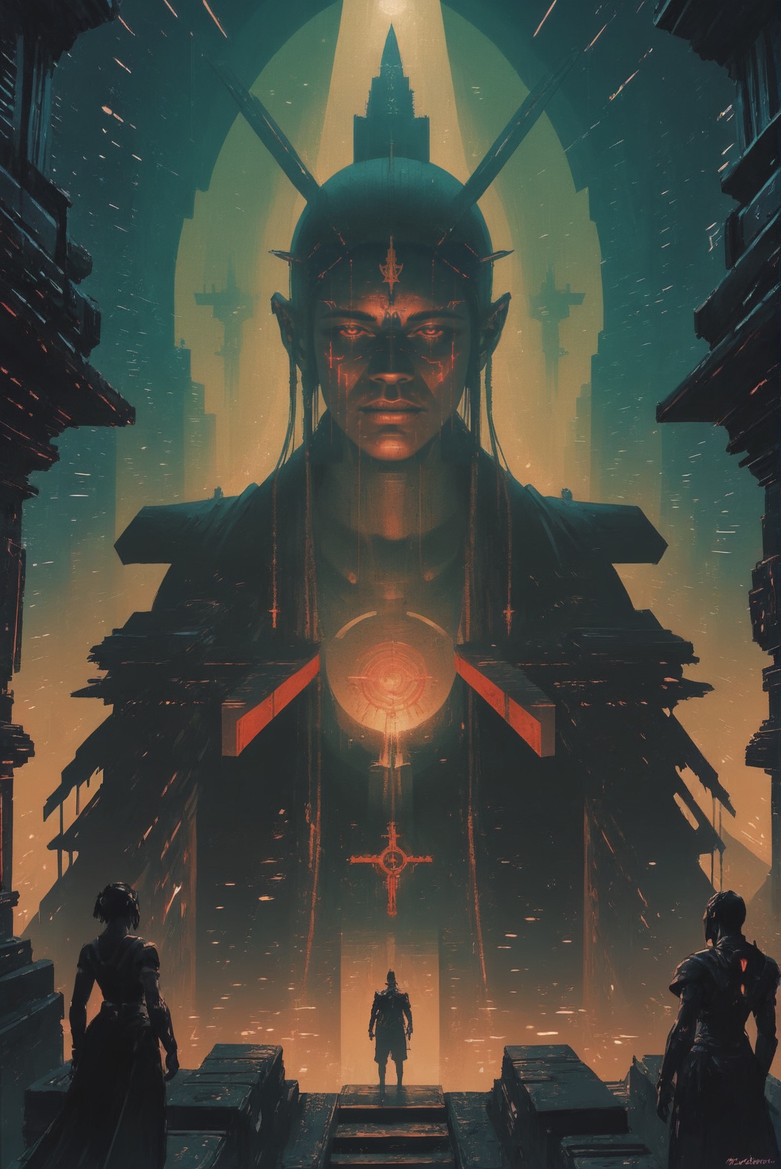 dynstopian cyberpunk,  Forgotten God's Shrine on Tensor.Art