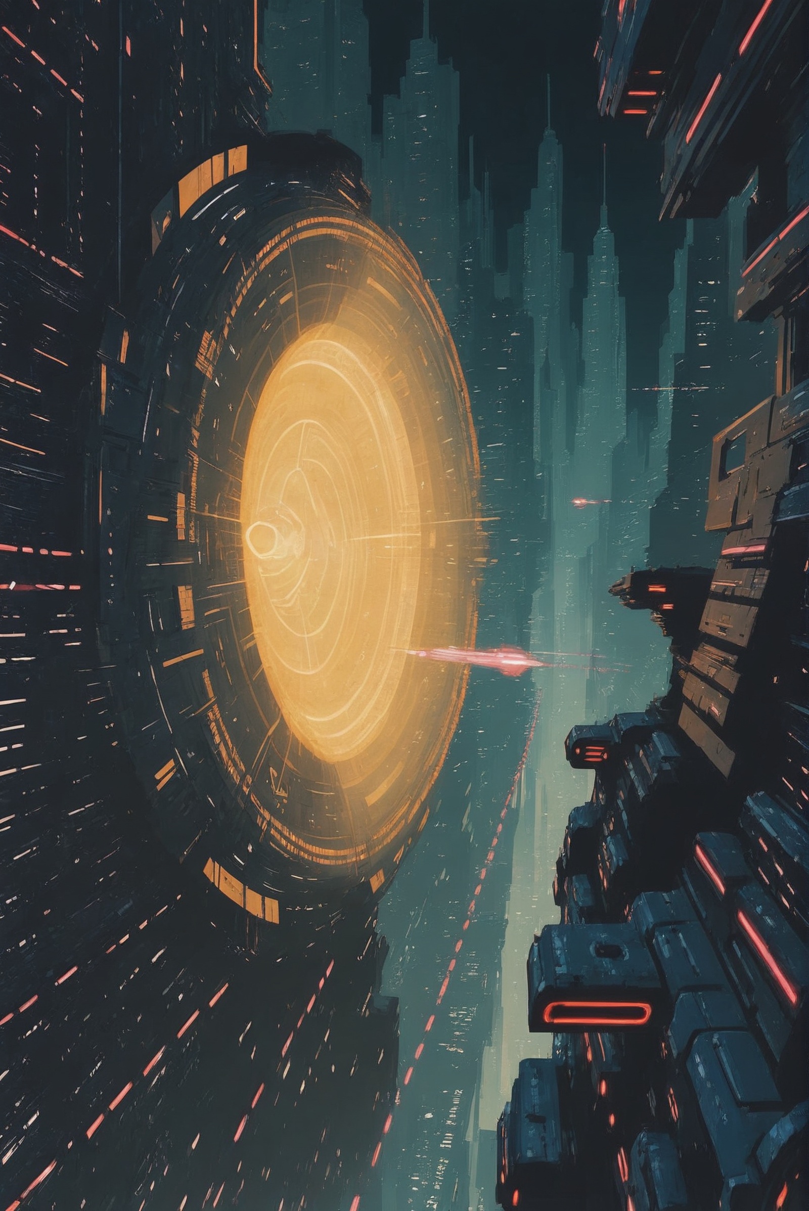 dynstopian cyberpunk,  hypercollider in a amazing,  indescribable fantasy megacity beyond the beginning of time on Tensor.Art