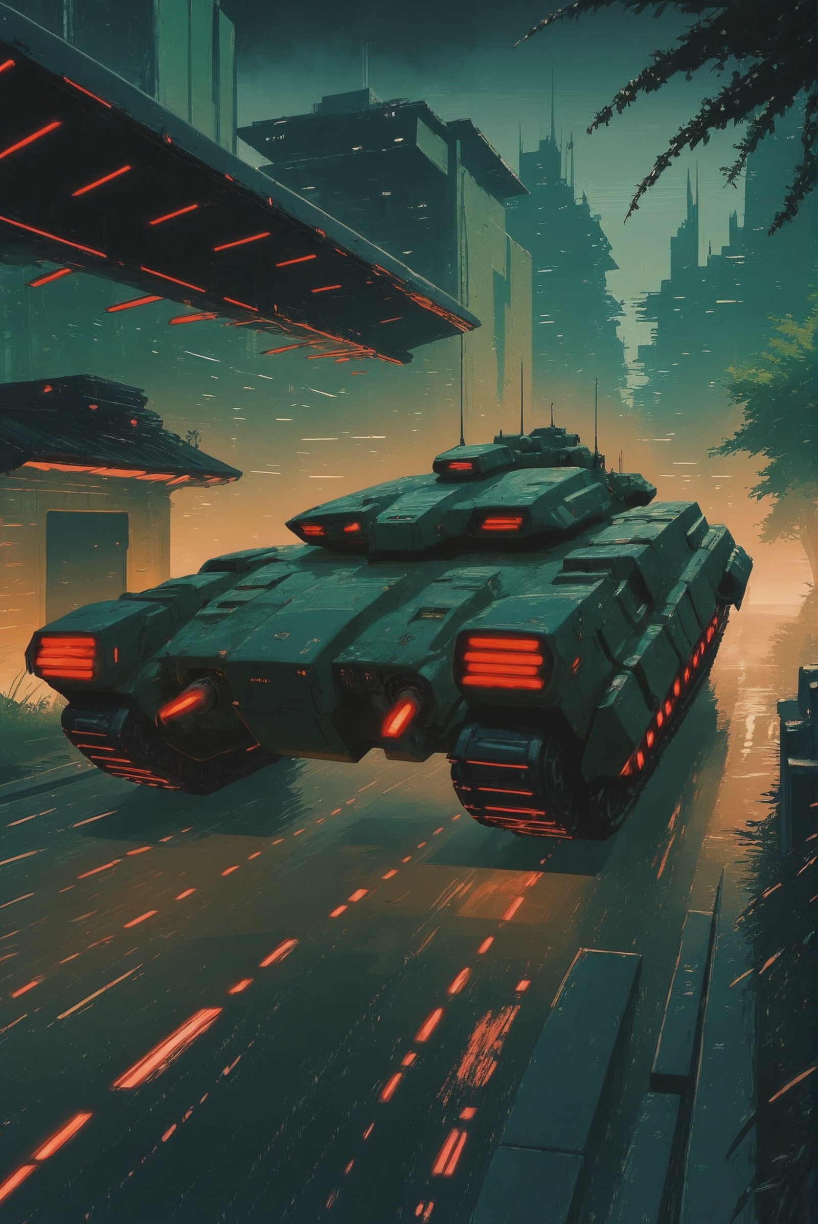 dynstopian cyberpunk,  A imposing,  armored on Tensor.Art