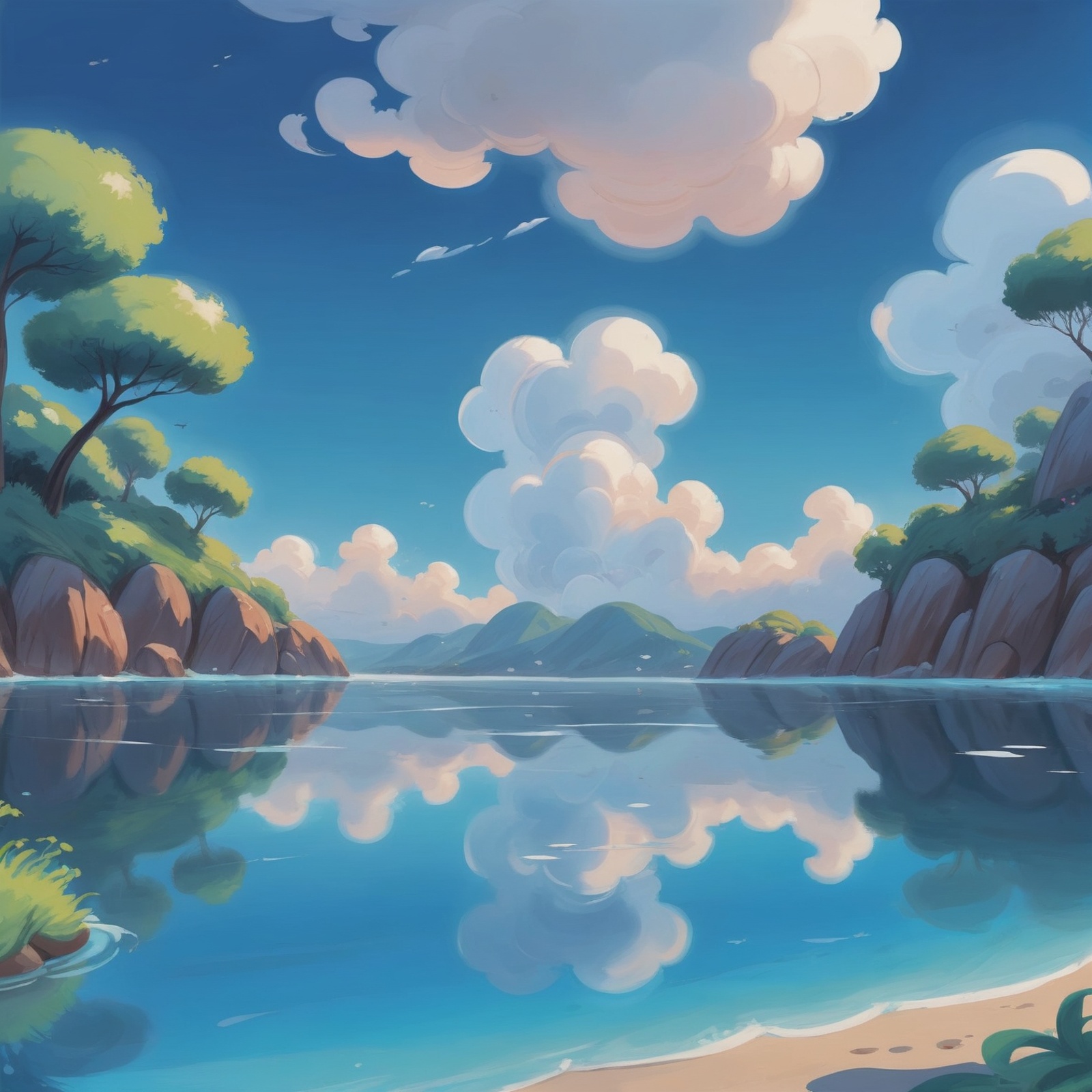 anime fine art digital painting,  noon,  blue sky on Tensor.Art
