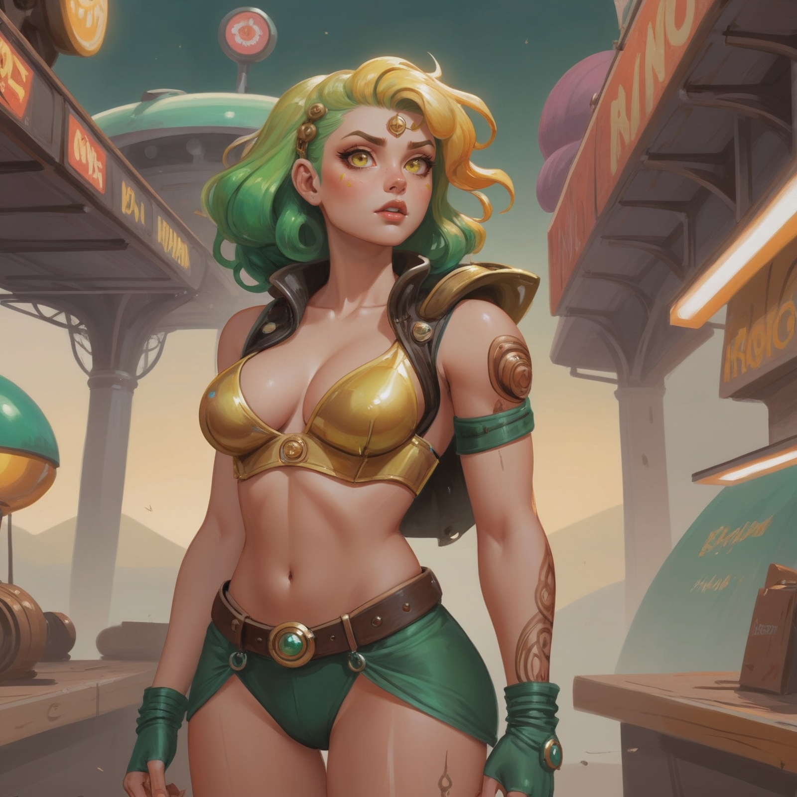 comic book style fine art digital painting,  1girl,  woman on Tensor.Art