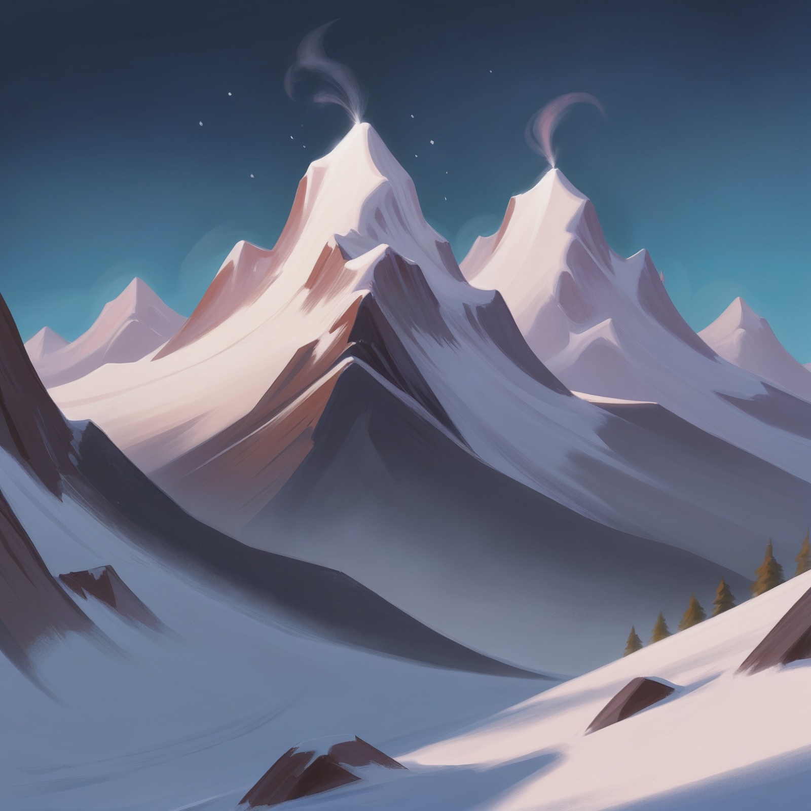 digital painting,  Eternal Snow Peaks on Tensor.Art