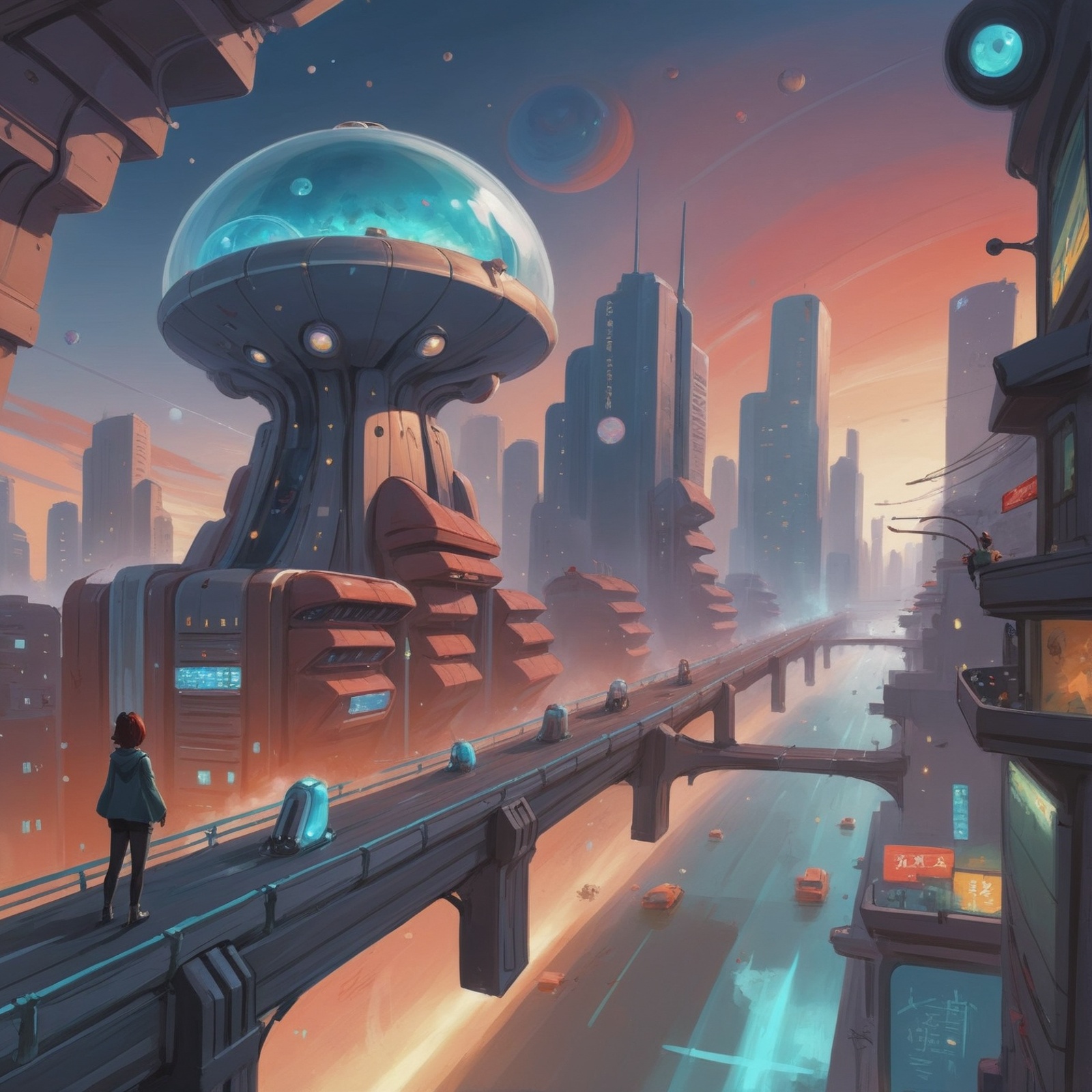 anime digital painting,  a whimsical,  amazing scifi megacity outside of the universe on Tensor.Art