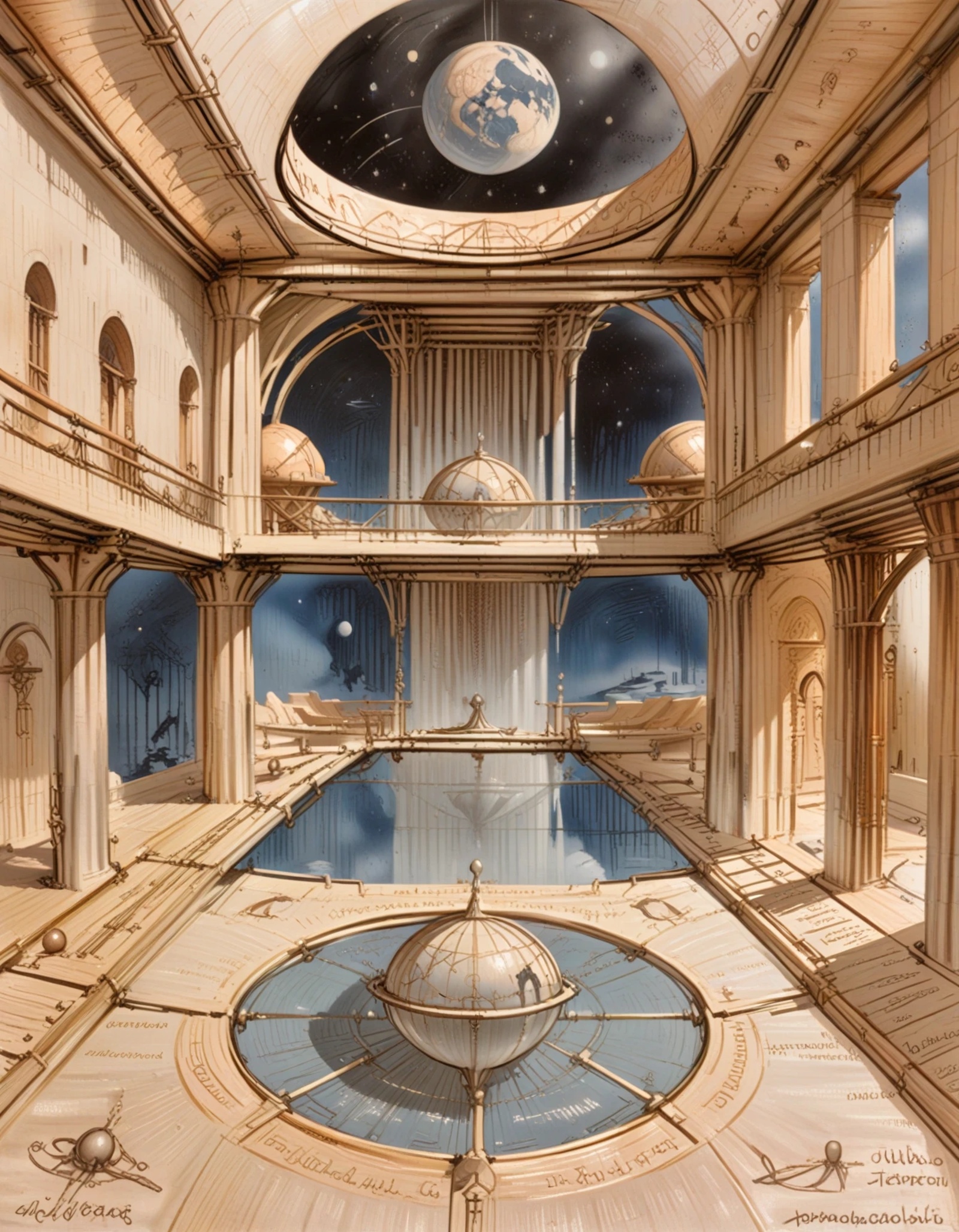 grand ballroom in a dingy scifi arcology at the end of the universe,  masterpiece on Tensor.Art