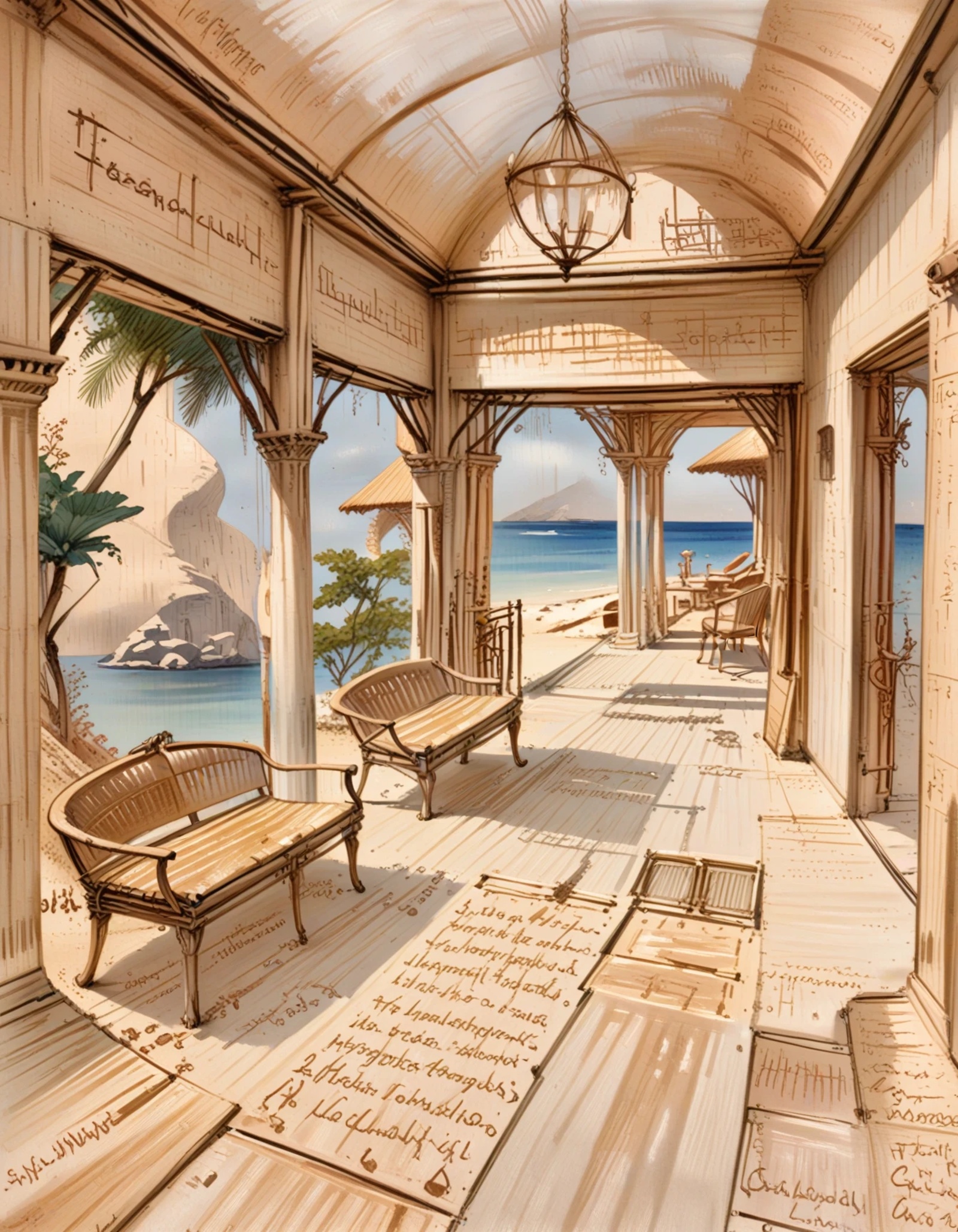 brightly lit interior,  in a Spacious Tropical island on Tensor.Art