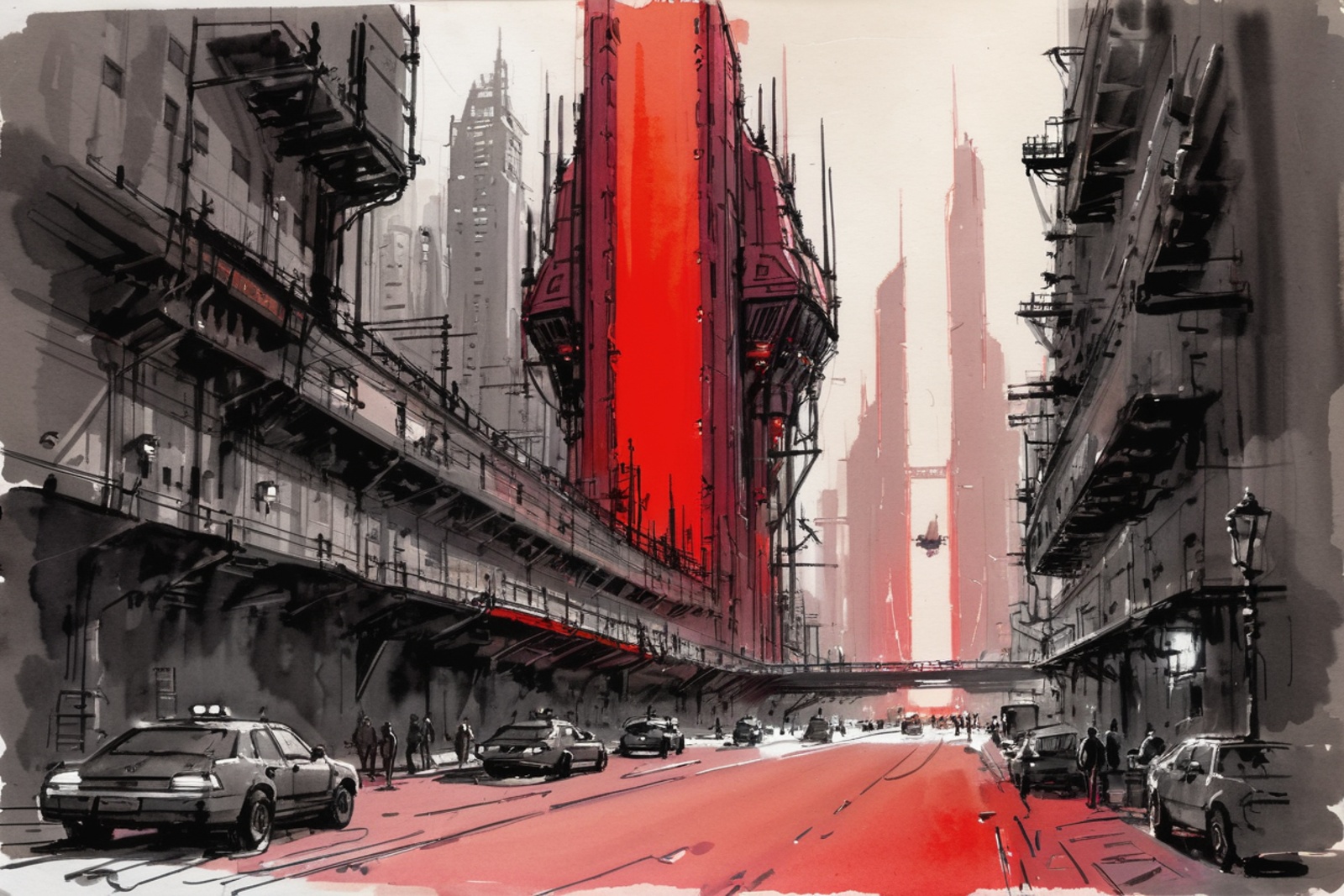 ink and wash,  rough ink sketch,  colorful on Tensor.Art