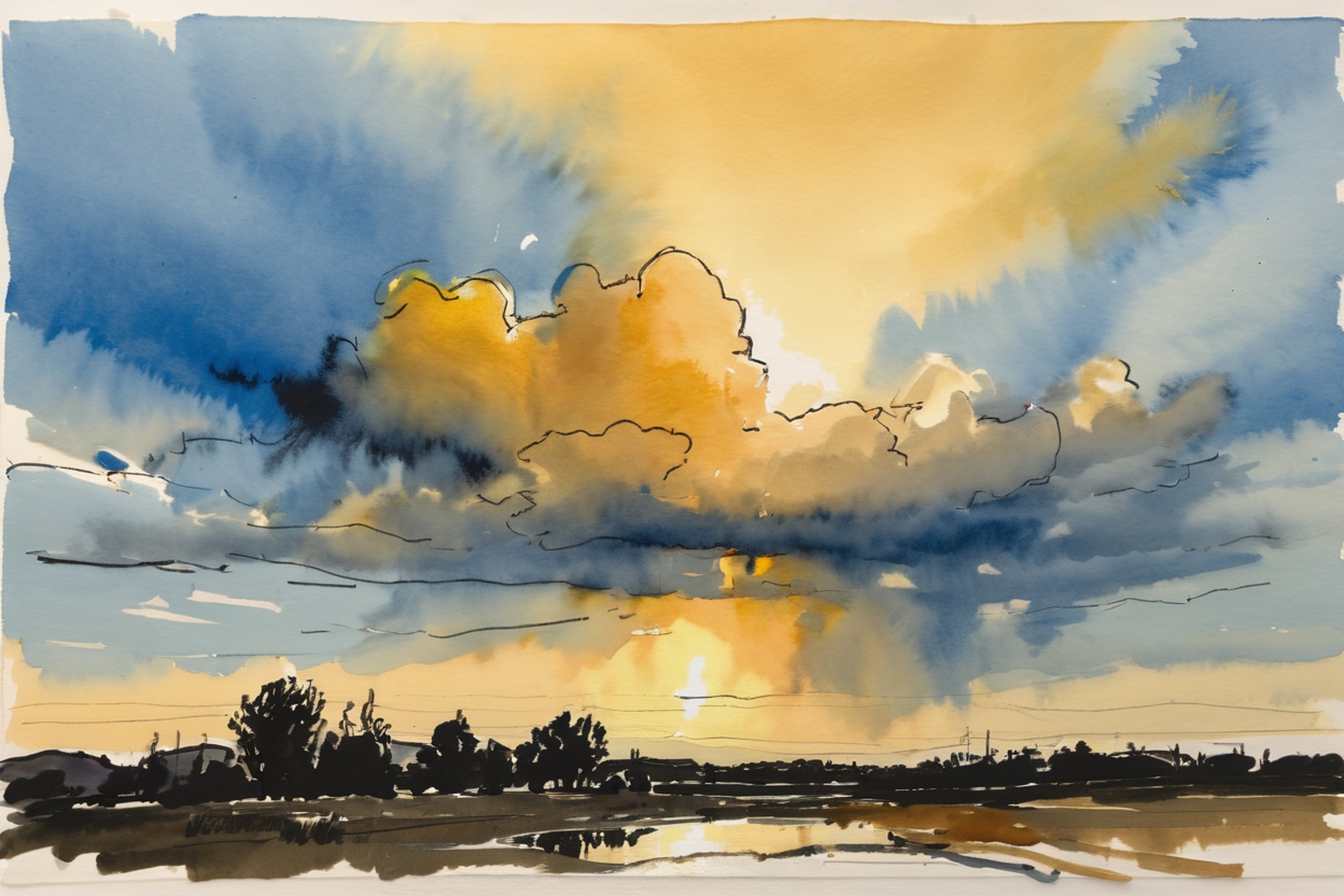ink and wash,  rough ink sketch,  colorful on Tensor.Art