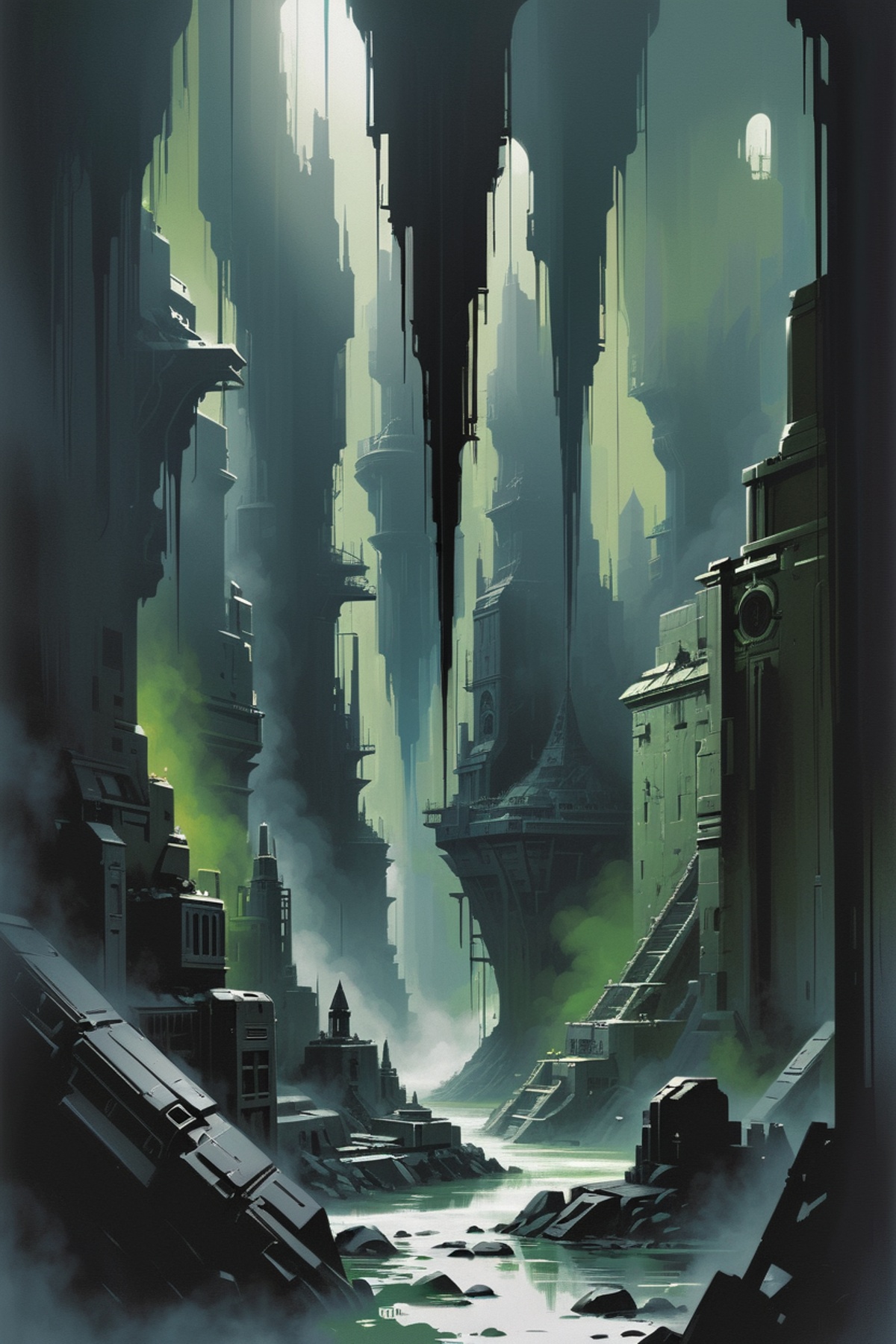 underground living area in a dreampunk scifi metropolis beyond the end of the universe,  masterpiece,  by Wadim Kashin on...