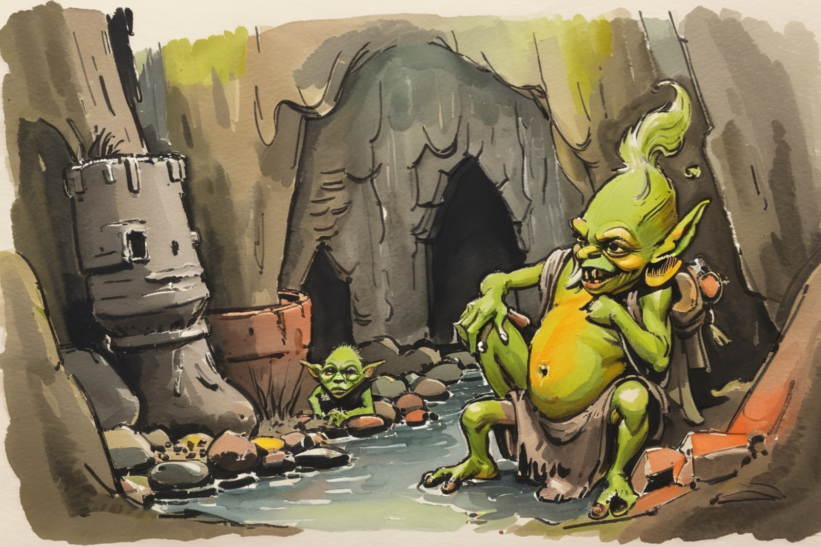 ink and wash,  rough ink sketch,  colorful on Tensor.Art