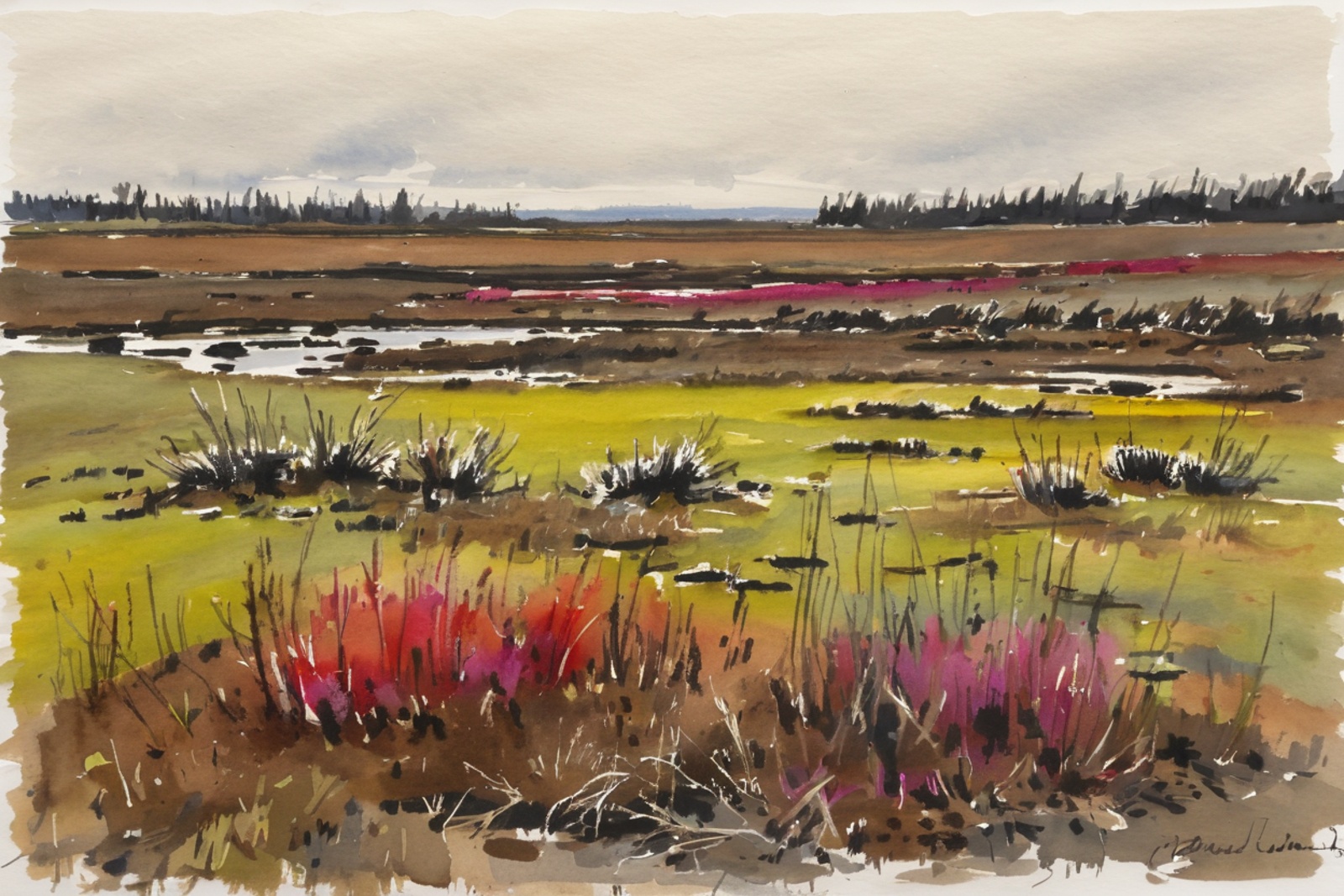 ink and wash,  rough ink sketch,  colorful on Tensor.Art