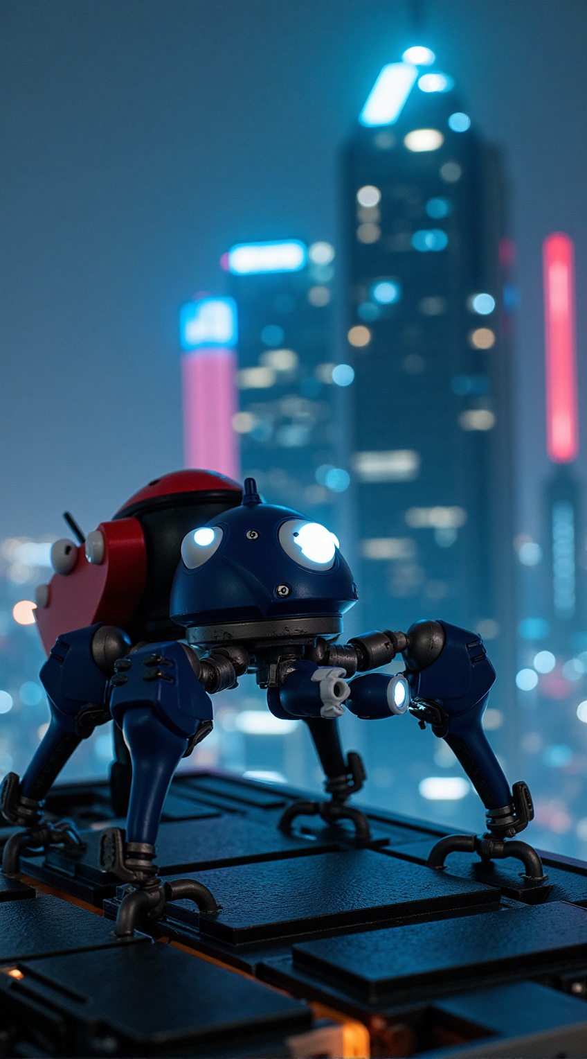 Tachikoma,  futuristic skyscrapers,  cyberpunk cityscape on Tensor.Art