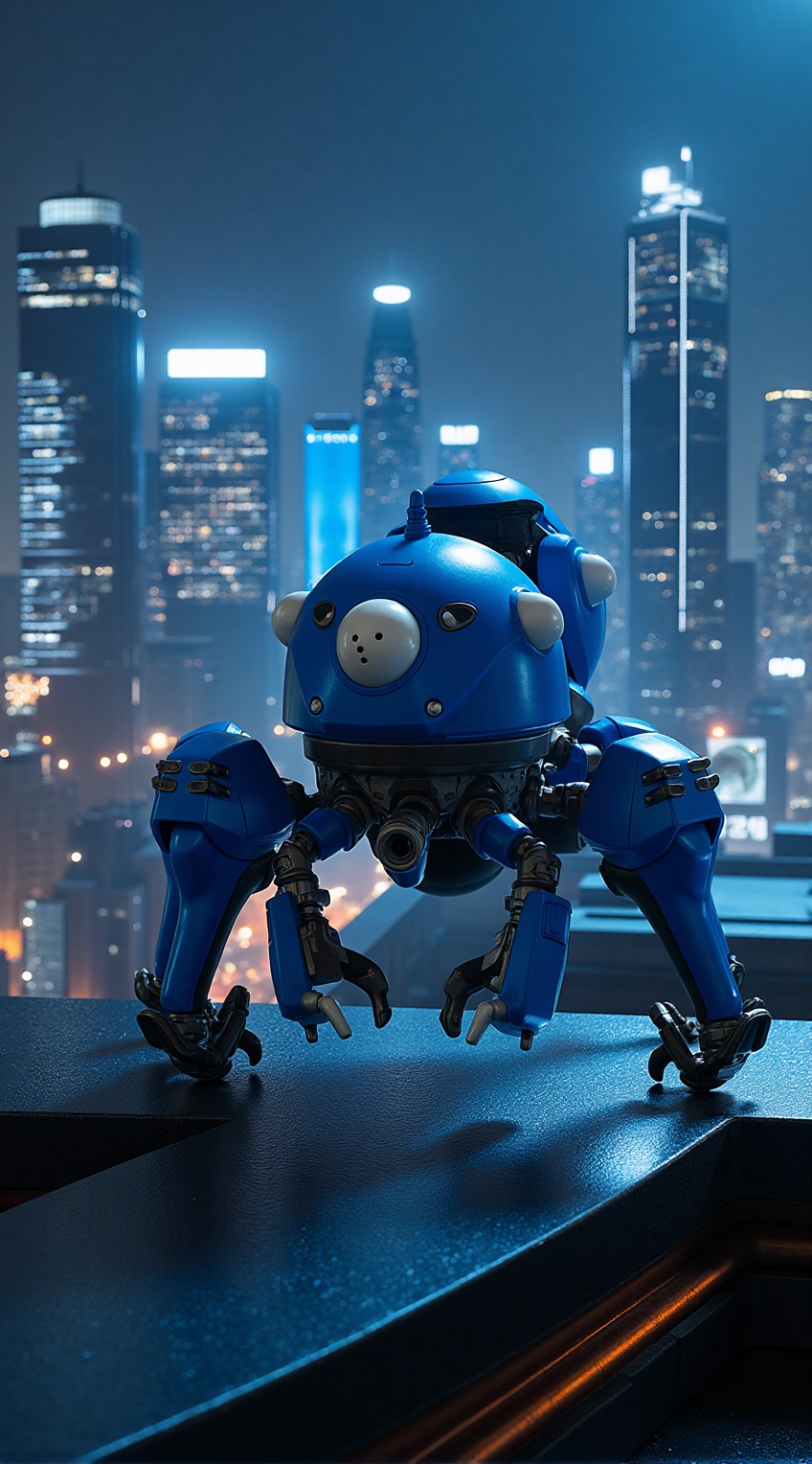 Tachikoma,  futuristic skyscrapers,  cyberpunk cityscape on Tensor.Art