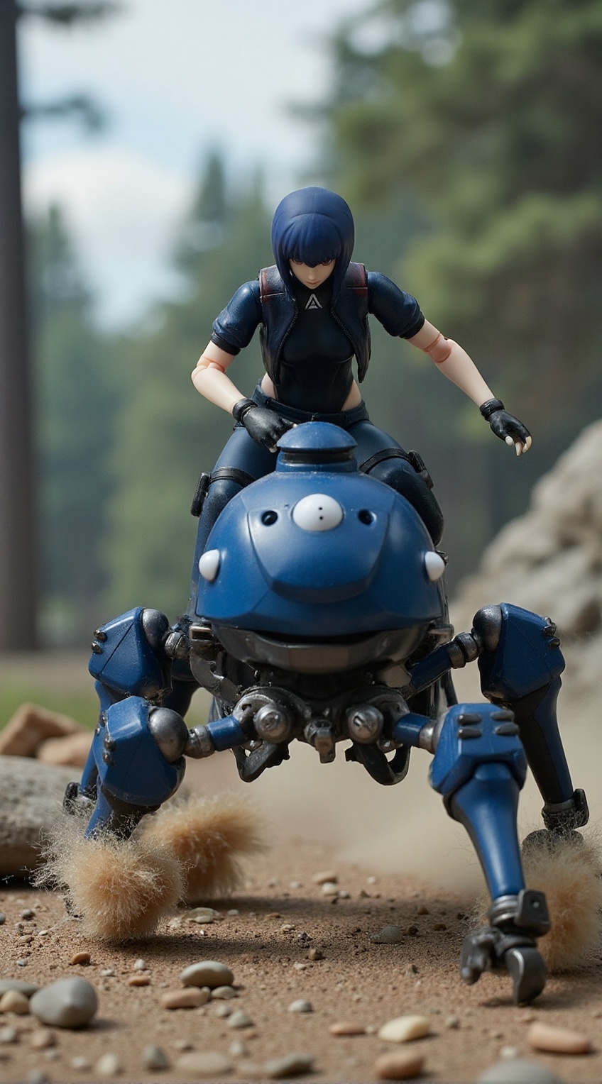 Tachikoma,  Major Motoko Kusanagi on the top,  high-speed chase on Tensor.Art
