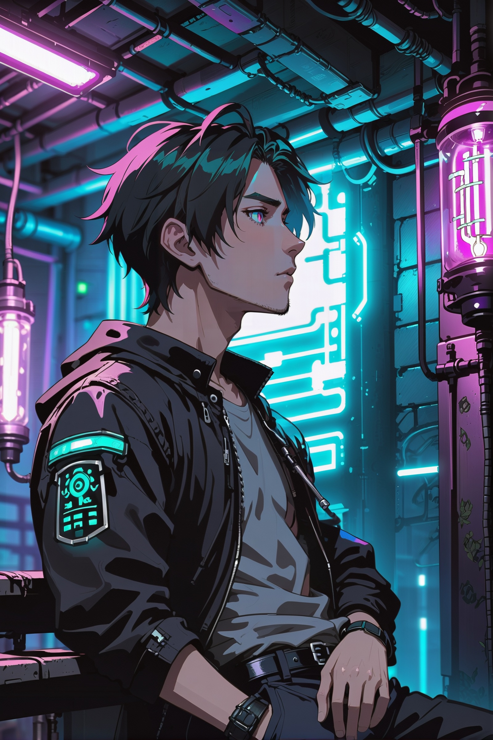 anime style,  cyberpunk,  1boy on Tensor.Art