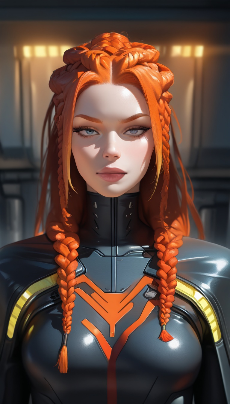 "A futuristic hairstyle featuring intricately braided hair with multiple vibrant colors blending seamlessly. The hairstyle...