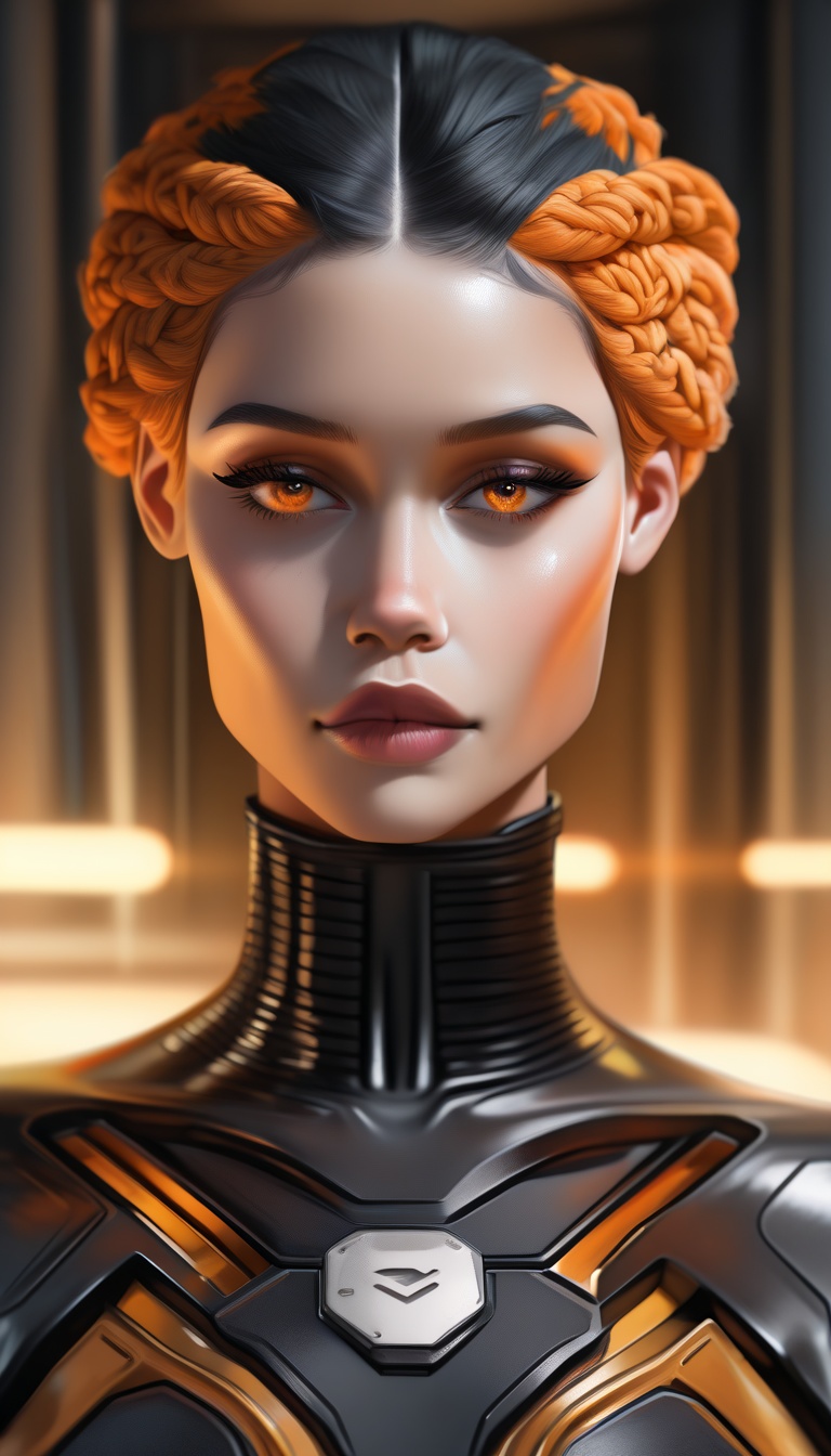 "A futuristic hairstyle featuring intricately braided hair with multiple vibrant colors blending seamlessly. The hairstyle...