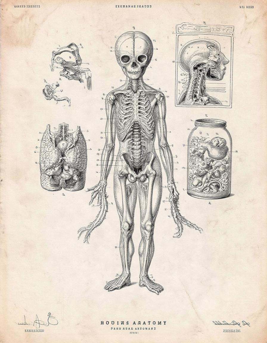 A sketch of a room in Area 51 where they are dissecting aliens. The sketch shows the alien with its brain and organs remov...