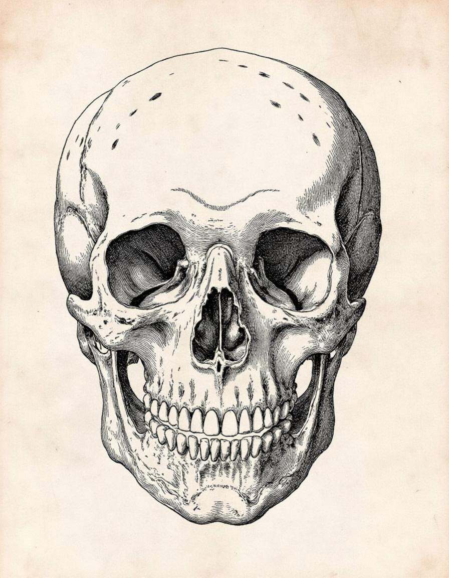 anatomica,  anatomicus,  An extremely detailed and precise anatomical illustration depicting the human skull on Tensor.Art