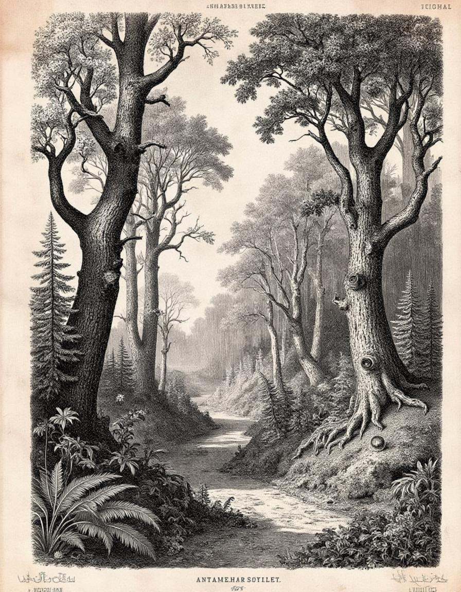 anatomica,  anatomicus,  An illustration depicting a dense and intricate forest landscape on Tensor.Art