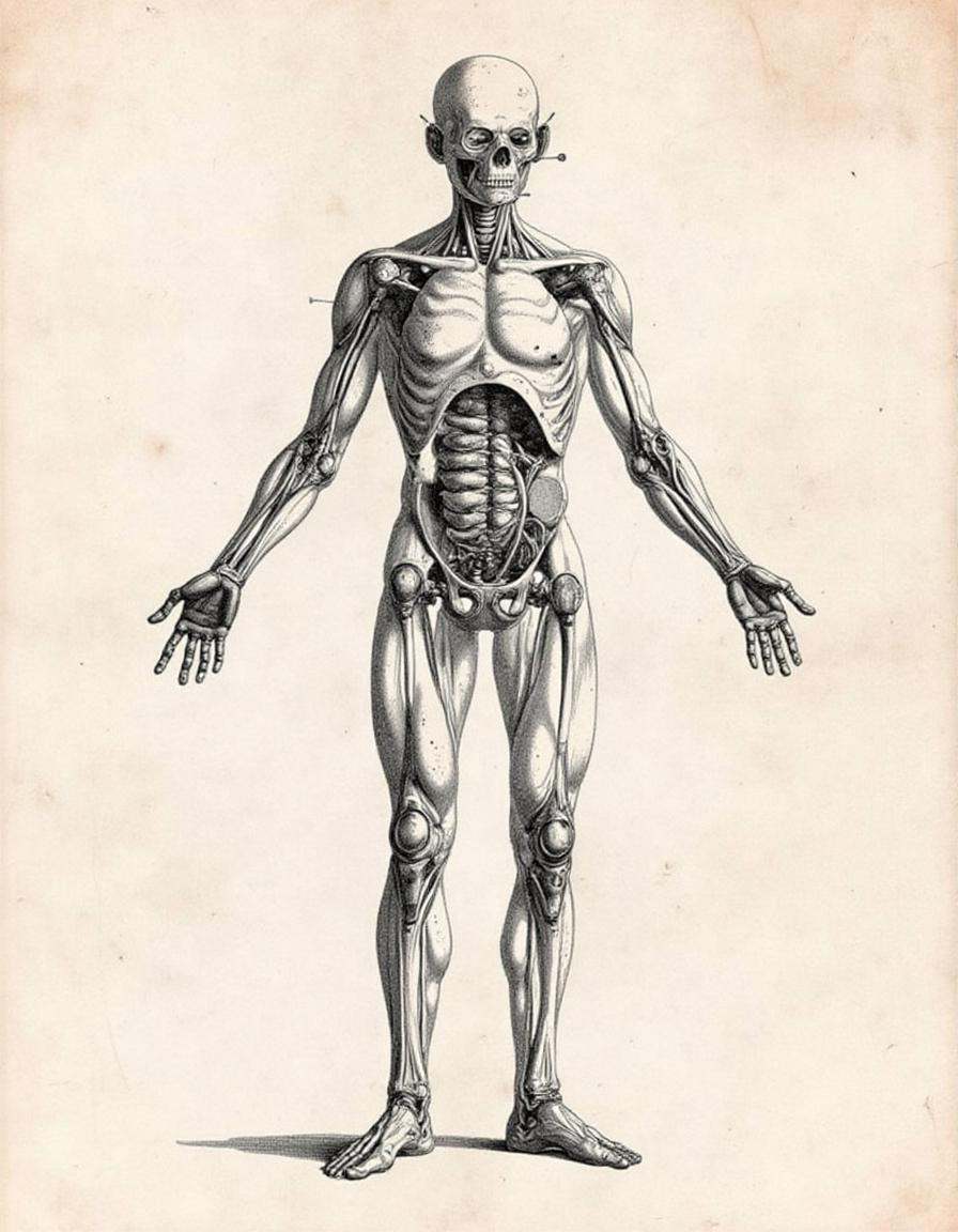 anatomica,  anatomicus,  A futuristic illustration of a human with cybernetic augmentations on Tensor.Art
