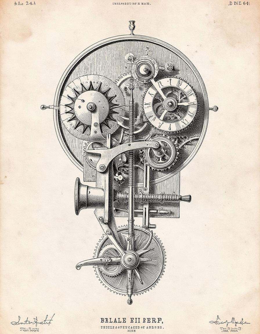 anatomica,  ,  An illustration of the mechanical anatomy of a clock on Tensor.Art