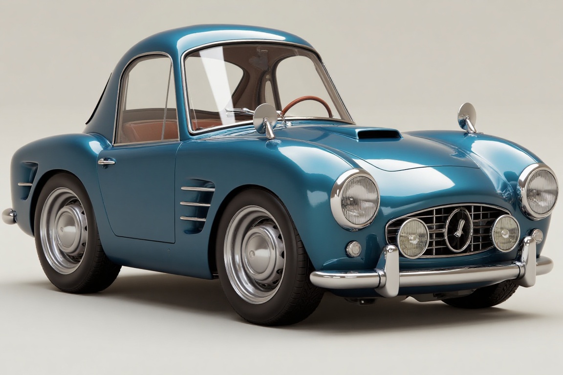 A beautiful vintage sports car in stylized 3D cartoon style with realistic rendering. on Tensor.Art