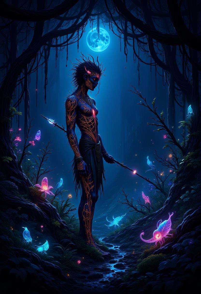 A dense,  alien jungle where every leaf,  flower on Tensor.Art