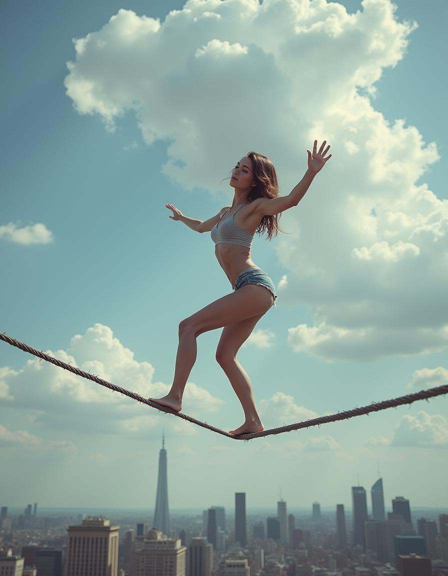 best_of,  ,  A woman performing acrobatics on a high wire. on Tensor.Art
