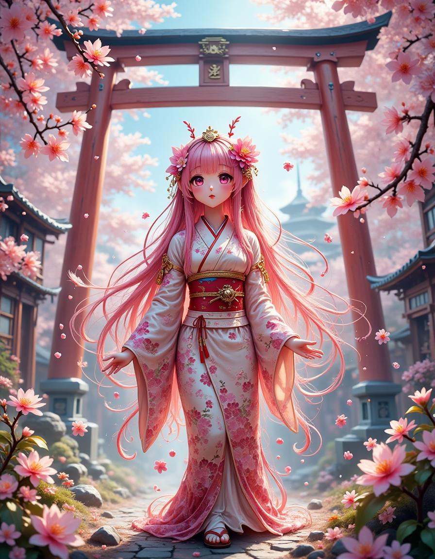 best_of,  ,  Beautiful girl with long pink hair on Tensor.Art