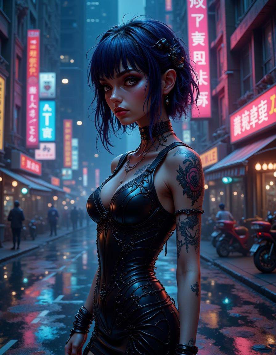 best_of,  ,  Alluring girl with dark blue hair on Tensor.Art