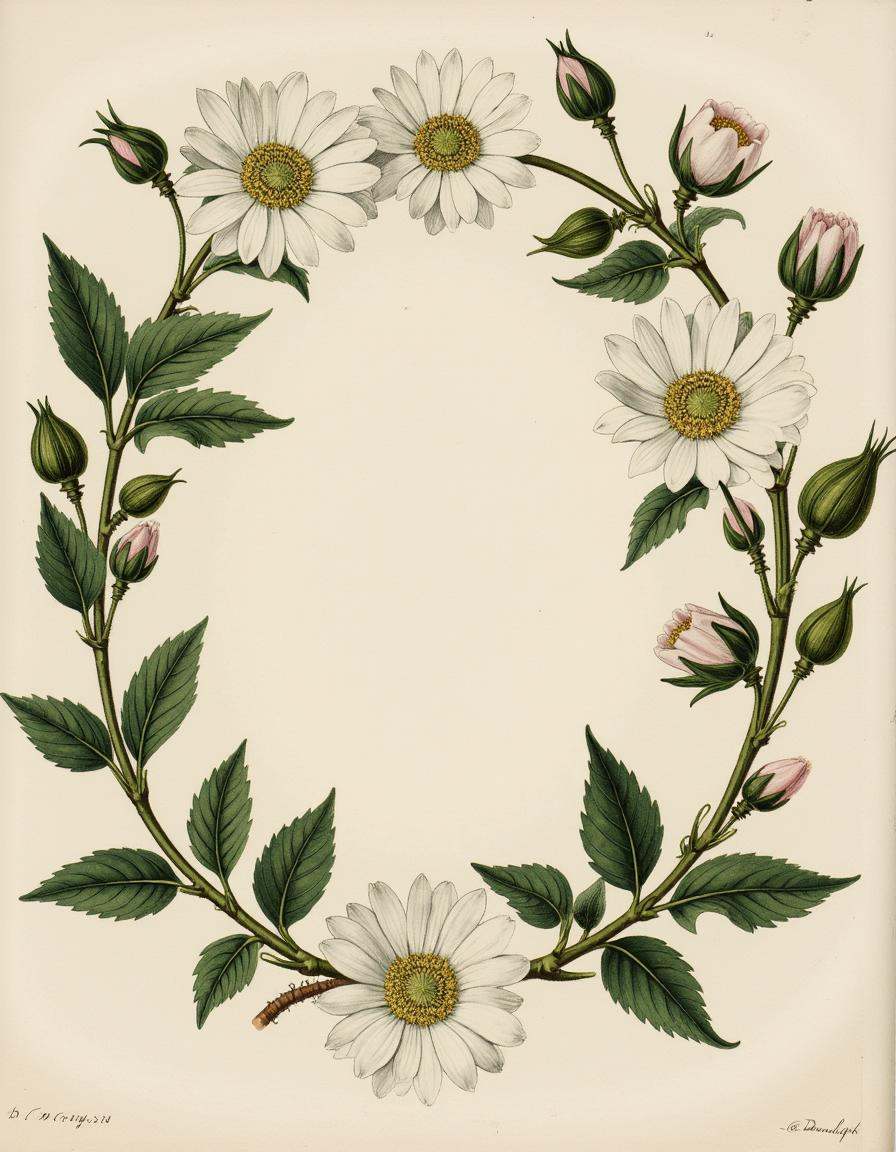 Daisy chain of white flowers,  ,  bontanica on Tensor.Art