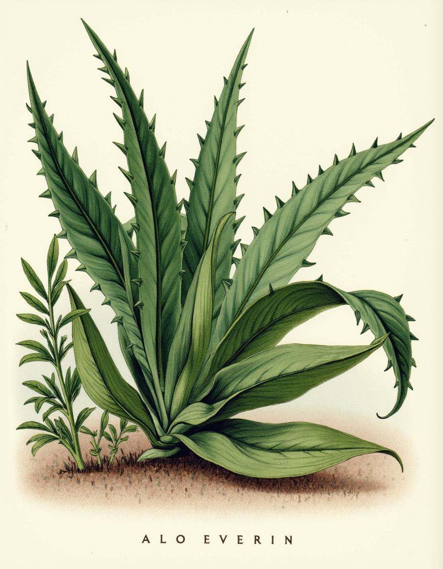 Aloe vera with thick,  spiky leaves, on Tensor.Art