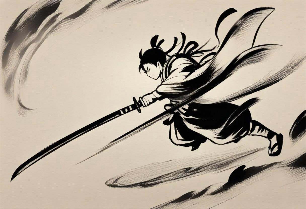 sumi-e,  breathtaking japanese painting of a samurai,  bold strokes on Tensor.Art