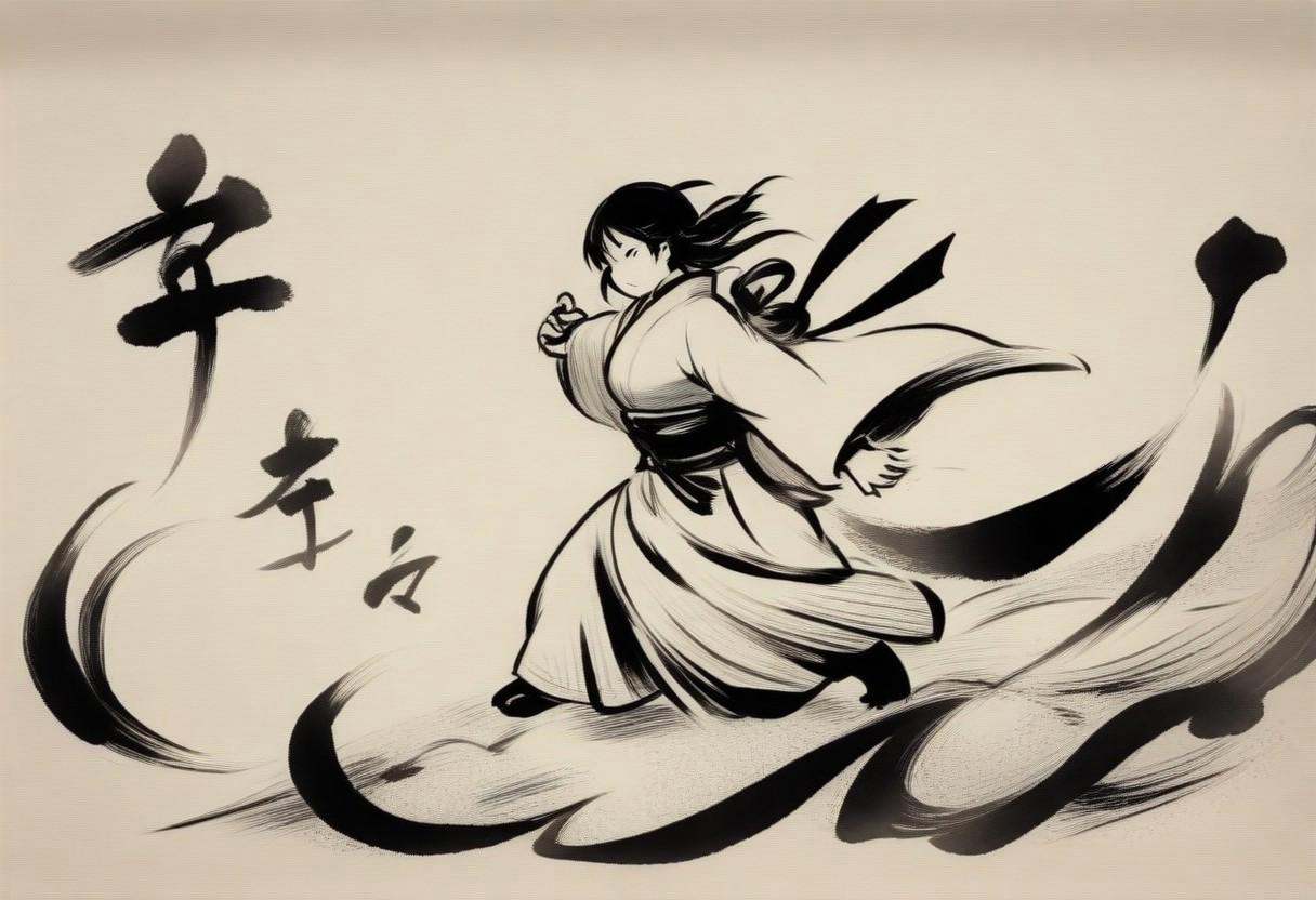 sumi-e,  breathtaking japanese painting of a woman,  wearing kimono on Tensor.Art