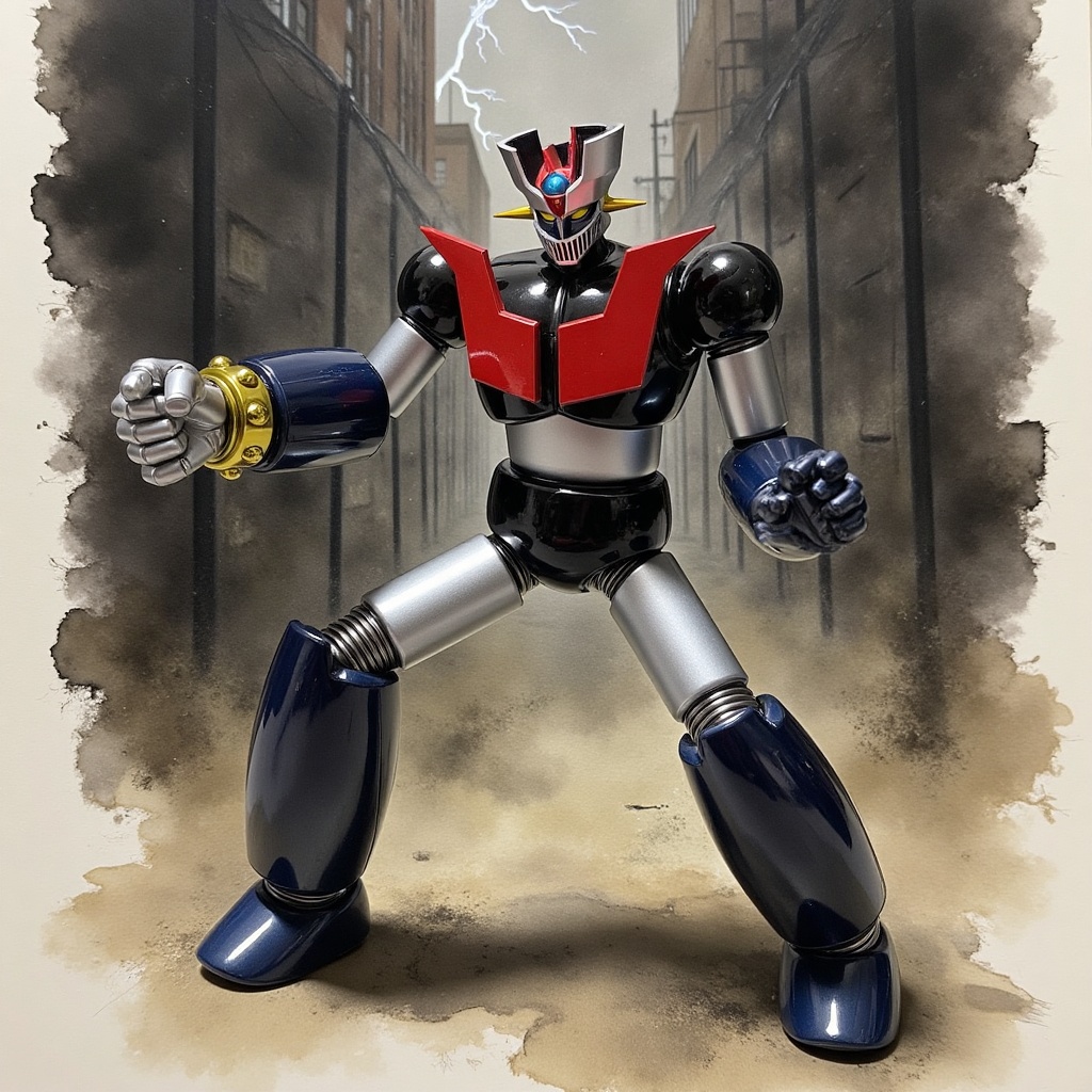 Anime of Mazinger Z,  ,  ink splashes on Tensor.Art