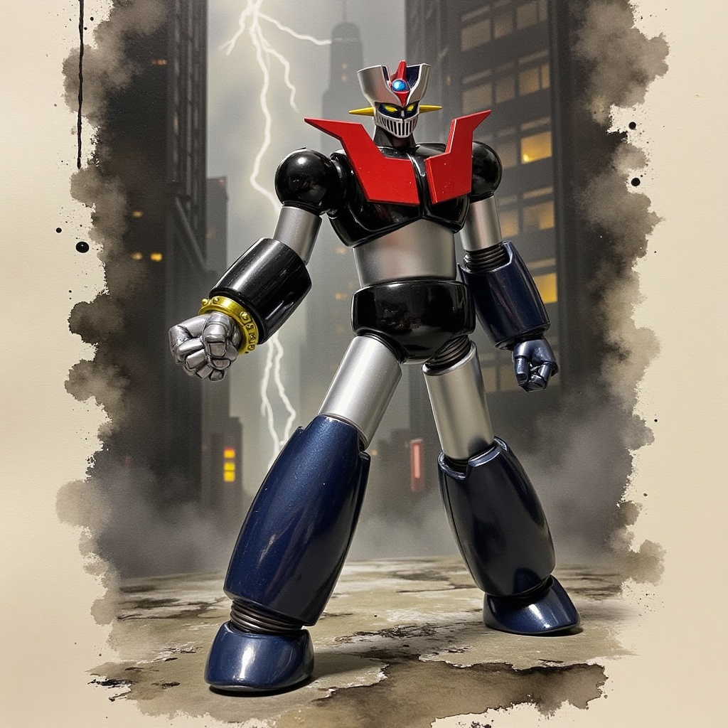 Anime of Mazinger Z,  ,  ink splashes on Tensor.Art