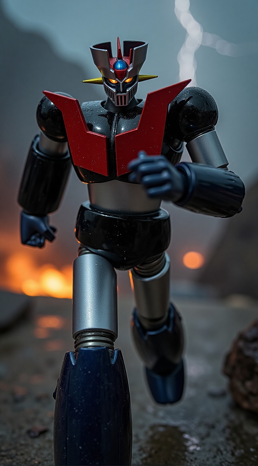 Close up of Mazinger Z,  Huge mecha robot,  18 meter tall on Tensor.Art