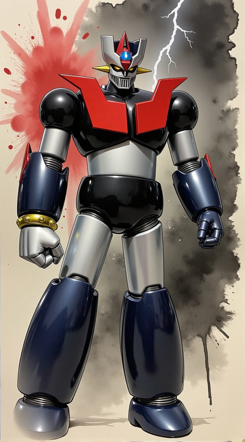 Anime of Mazinger Z,  ,  ink splashes on Tensor.Art