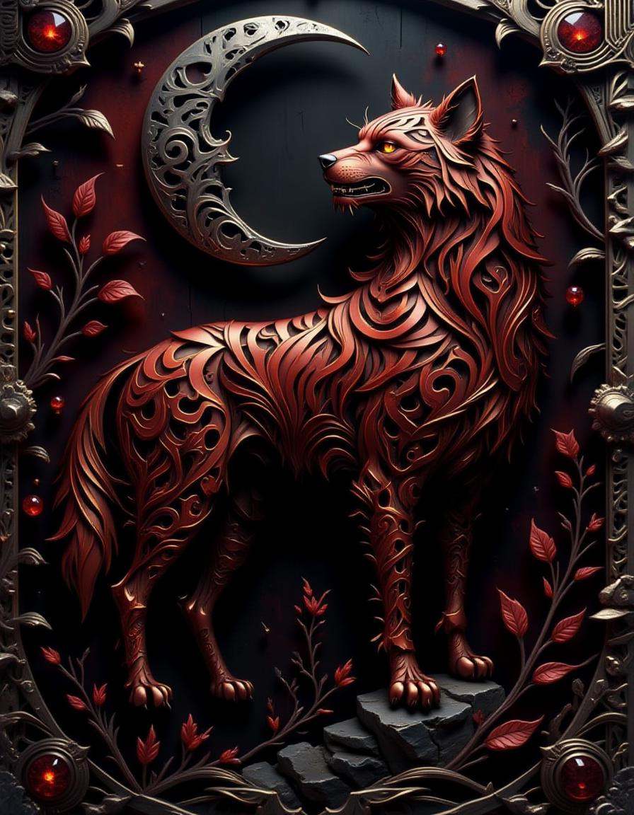 best_of,  A highly detailed ruby-red dimtlsclptr of a wolf,  the dimtlsclptr features sharp on Tensor.Art