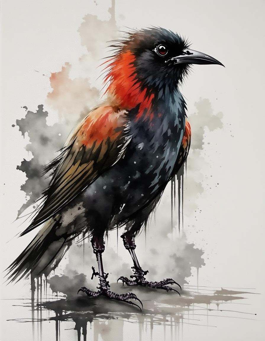 ink and brushstroke dismrt style,  bold ink drips cascading down, on Tensor.Art