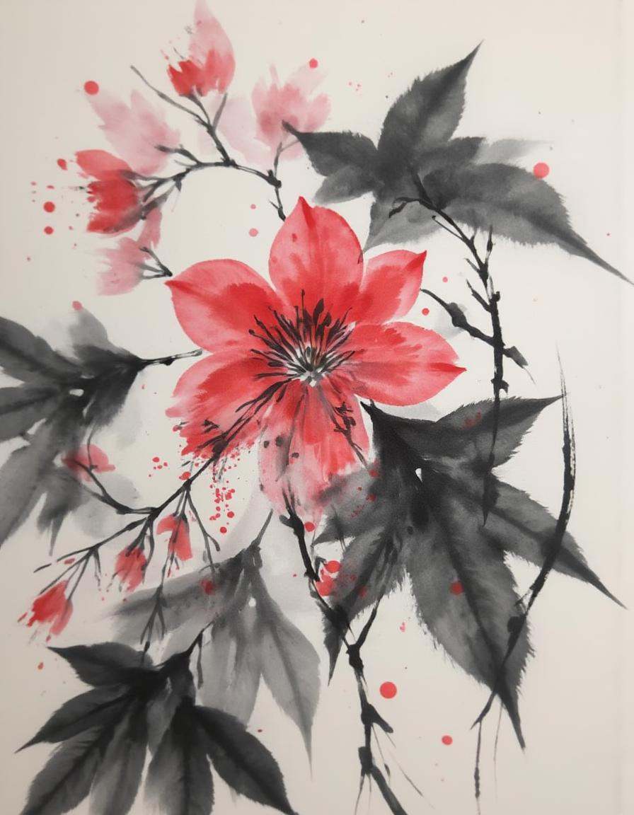 ink and brushstroke dismrt style,  flower,  blurry on Tensor.Art
