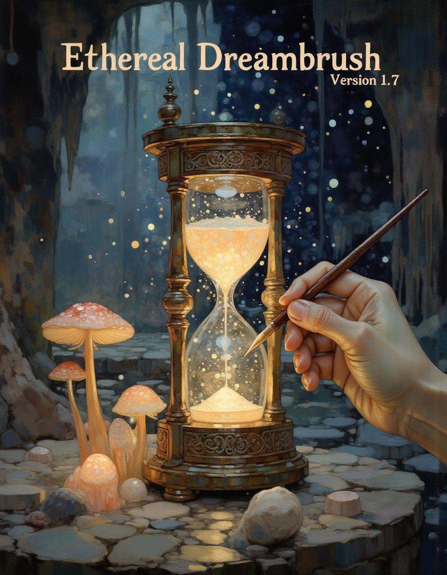 An image with text "Ethereal Dreambrush" across the top in a dreamy wistful font and in smaller text "Version 1.7",  a han...