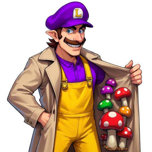 Digital illustration of Trenchcoat Merchant,  character that offers products stored in their Trenchcoat character in this...