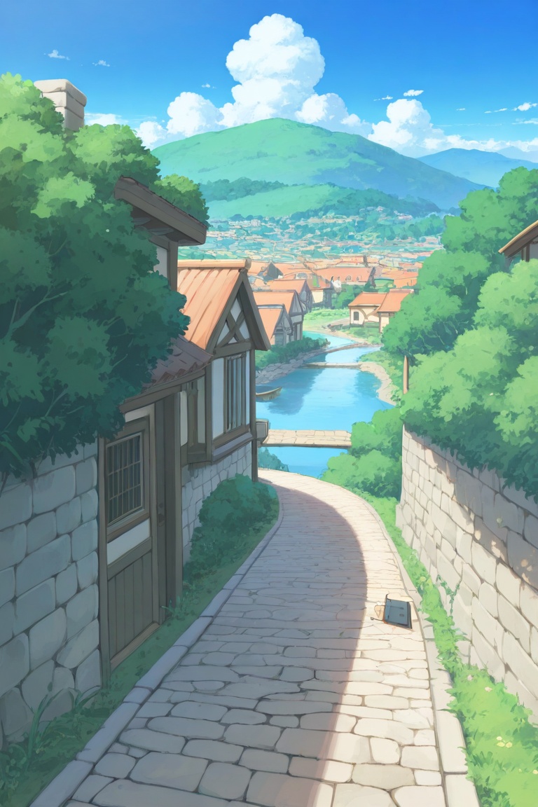 newest,  late,  a picturesque coastal village with a serene atmosphere. In the foreground on Tensor.Art